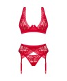 OBSESSIVE - LACELOVE SET TRES PIEZAS ROJO XS/S