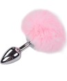 ALIVE - PLUG DE PLAISIR ANAL LISSE MÉTAL FLUFFY ROSE TAILLE M