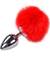 ALIVE - PLUG DE PLAISIR ANAL LISSE MÉTAL FLUFFY ROUGE TAILLE S