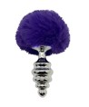 ALIVE - PLUG DE PLAISIR ANAL SPIRAL METAL FLUFFY VIOLET FONCÉ TAILLE S