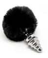 ALIVE - PLUG DE PLAISIR ANAL SPIRAL METAL FLUFFY NOIR TAILLE S