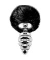 ALIVE - PLUG DE PLAISIR ANAL SPIRAL METAL FLUFFY NOIR TAILLE S