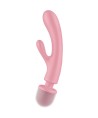 SATISFYER - TRIPLE LOVER MASAJEADOR VIBRADOR RABBIT ROSA