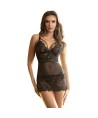 SUBBLIME - BABYDOLL CON TIRANTES AJUSTABLES DE ENCAJE NEGRO S/M