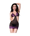 CHILIROSE - CR 4076 BABYDOLL TANGA VIOLETA/NEGRO S/M