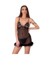 LIVCO CORSETTI FASHION - ZERUNAM SET BABYDOLL + TANGA NEGRO