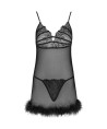 LIVCO CORSETTI FASHION - ZERUNAM SET BABYDOLL + TANGA NEGRO