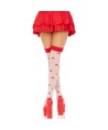 LEG AVENUE - CHAUSSETTES HAUTES CHAMPIGNON ROUGE/BLANC