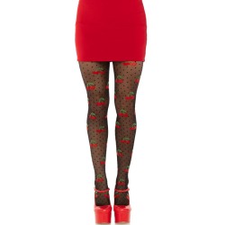 LEG AVENUE - BAS TAUPES CERISE NOIRE