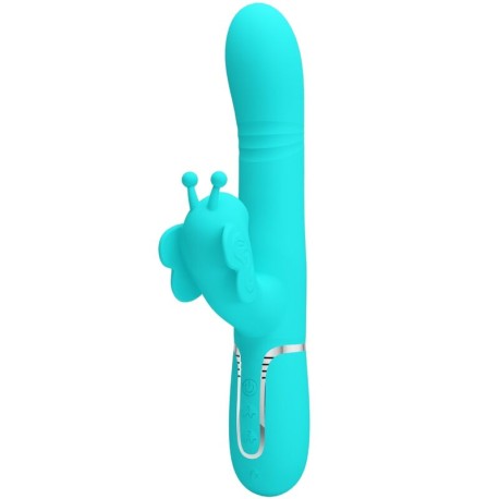 PRETTY LOVE - VIBRATEUR MULTIFONCTION LAPIN 4 EN 1 PAPILLON AQUA VERT