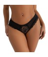 SUBBLIME - PANTY ENCAJE FLORAL DETALLE TIRAS NEGRO S/M