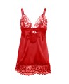 SUBBLIME - BABYDOLL SATINADO CON ENCAJE ROJO S/M