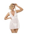 SUBBLIME - BABYDOLL ESCOTE EN V DE ENCAJE BLANCO S/M