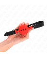 KINK - BÂILLON ENTIÈREMENT SILICONE 55 x 2 CM AVEC BOULE DE 5 CM TAILLE L ROUGE AJUSTABLE 35-51 CM