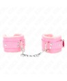 KINK - APPUI-POIGNETS DOUBLÉS DE FOURRURE ROSE AVEC CEINTURE ROSE RÉGLABLE 17-29 CM X 6 CM