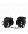 KINK - APPUI-POIGNETS DOUBLÉS DE FOURRURE NOIR AVEC CEINTURE NOIRE RÉGLABLE 17-29 CM X 6 CM