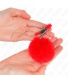 KINK - PINCE A METON BOULE FAUSSE FOURRURE ROUGE 6 CM