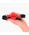 KINK - BÂILLON ENTIÈREMENT SILICONE 55 x 2 CM AVEC BOULE DE 4 CM TAILLE S ROUGE AJUSTABLE 35-51 CM