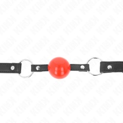 KINK - BÂILLON BALLE 4 CM AVEC SERRURE BOULE ROUGE BRACELET NOIR 60 x 2 CM