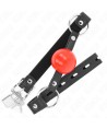 KINK - BÂILLON BALLE 4 CM AVEC SERRURE BOULE ROUGE BRACELET NOIR 60 x 2 CM