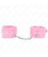 KINK - APPUI-POIGNETS DOUBLÉS DE FOURRURE PREMIUM ROSE AVEC CEINTURE ROSE RÉGLABLE 17-29 CM X 6 CM