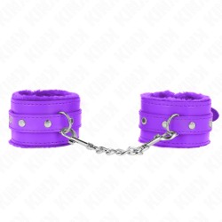 KINK - APPUI-POIGNETS DOUBLÉS DE FOURRURE PREMIUM VIOLET AVEC CEINTURE VIOLET AJUSTABLE 17-29 CM X 6 CM