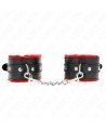 KINK - APPUI-POIGNETS DOUBLÉS DE FOURRURE PREMIUM ROUGE AVEC CEINTURE NOIRE RÉGLABLE 17-29 CM X 6 CM