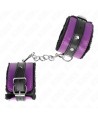 KINK - APPUI-POIGNETS DOUBLÉS DE FOURRURE PREMIUM NOIR AVEC CEINTURE VIOLET / NOIRE RÉGLABLE 17-29 CM X 6 CM