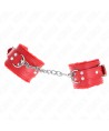 KINK - APPUI-POIGNETS DOUBLÉS DE FOURRURE ROUGE AVEC CEINTURE ROUGE RÉGLABLE 17-29 CM X 6 CM