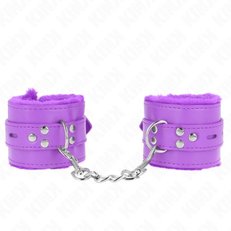 KINK - APPUI-POIGNETS DOUBLÉS DE FOURRURE AVEC TROUS CARRÉS VIOLET ET CEINTURE VIOLET RÉGLABLE 17-29 CM X 6 CM