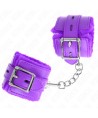 KINK - APPUI-POIGNETS DOUBLÉS DE FOURRURE AVEC TROUS CARRÉS VIOLET ET CEINTURE VIOLET RÉGLABLE 17-29 CM X 6 CM