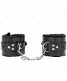 KINK - APPUI-POIGNETS DOUBLÉS DE FOURRURE AVEC TROUS CARRÉS NOIR ET CEINTURE NOIRE RÉGLABLE 17-29 CM X 6 CM