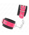 KINK - APPUI-POIGNETS EN NYLON NOIR AVEC CEINTURE EN CUIRETTE ROSE FRAMBOISE AJUSTABLE 19-29 CM X 5,1 CM