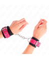 KINK - APPUI-POIGNETS EN NYLON NOIR AVEC CEINTURE EN CUIRETTE ROSE FRAMBOISE AJUSTABLE 19-29 CM X 5,1 CM