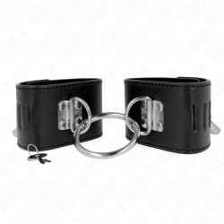 KINK - APPUI-POIGNETS FIXES AVEC ANNEAU ET FERMETURE PAR CADENAS NOIR AJUSTABLE 16-23 CM X 5,5 CM