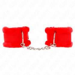 KINK - APPUI-POIGNETS DOUBLÉS DE FOURRURE ROUGE AJUSTABLE 17-31 CM X 7 CM