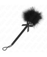 KINK - Baguette en corde de nylon avec plumes chatouillantes et noeud noir 25 cm