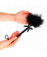 KINK - Baguette en corde de nylon avec plumes chatouillantes et noeud noir 25 cm