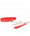 KINK - COLLIER RIVET ANNEAU AVEC CEINTURE 65 CM ROUGE AJUSTABLE 36-50 CM X 3,8 CM