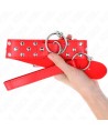 KINK - COLLIER RIVET ANNEAU AVEC CEINTURE 65 CM ROUGE AJUSTABLE 36-50 CM X 3,8 CM