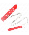 KINK - COLLIER RIVET ANNEAU AVEC CEINTURE 65 CM ROUGE AJUSTABLE 36-50 CM X 3,8 CM