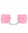 KINK - APPUI-POIGNETS DOUBLÉS DE FOURRURE AVEC TROUS CARRÉS ROSE ET CEINTURE ROSE RÉGLABLE 17-29 CM X 6 CM