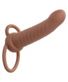 CALEXOTICS - MAXX RIBBED DOUBLE PÉNÉTRATEUR 10 VIBRATIONS MARRON