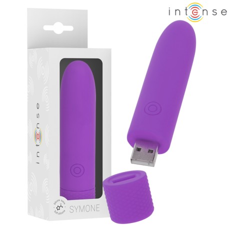 INTENSE - SYMONE BULLET VIBRANT RECHARGEABLE USB 8 VIBRATIONS VIOLET 10 X 2,2 CM