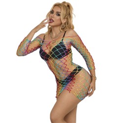 SUBBLIME - 952426 BODYSTOCKING RÉSILLE MANCHES LONGUES ARC-EN-CIEL TAILLE UNIQUE