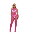 SUBBLIME - 952389 BODYSTOCKING RÉSILLE ET DENTELLE SANS FOURRURE AVEC COL MONTANT ROSE TAILLE UNIQUE