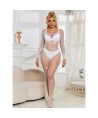 SUBBLIME - 952396 BODYSTOCKING RESILLE AVEC LOSANGES MANCHES LONGUES BLANC TAILLE UNIQUE