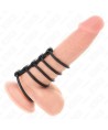 KINK - 5 ANNEAUX PÉNIS EN SILICONE DE 3,8 CM À 4,8 CM CONNECTÉS PAR DU CUIR