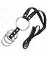 KINK - 4 ANNEAUX PÉNIS MÉTAL CONNECTÉS 3,8 CM À 5 CM AVEC CEINTURE CUIR 112 CM