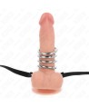 KINK - 5 ANNEAUX PÉNIS 3,8 CM À 5 CM MÉTAL AVEC CEINTURE CUIR 112 CM